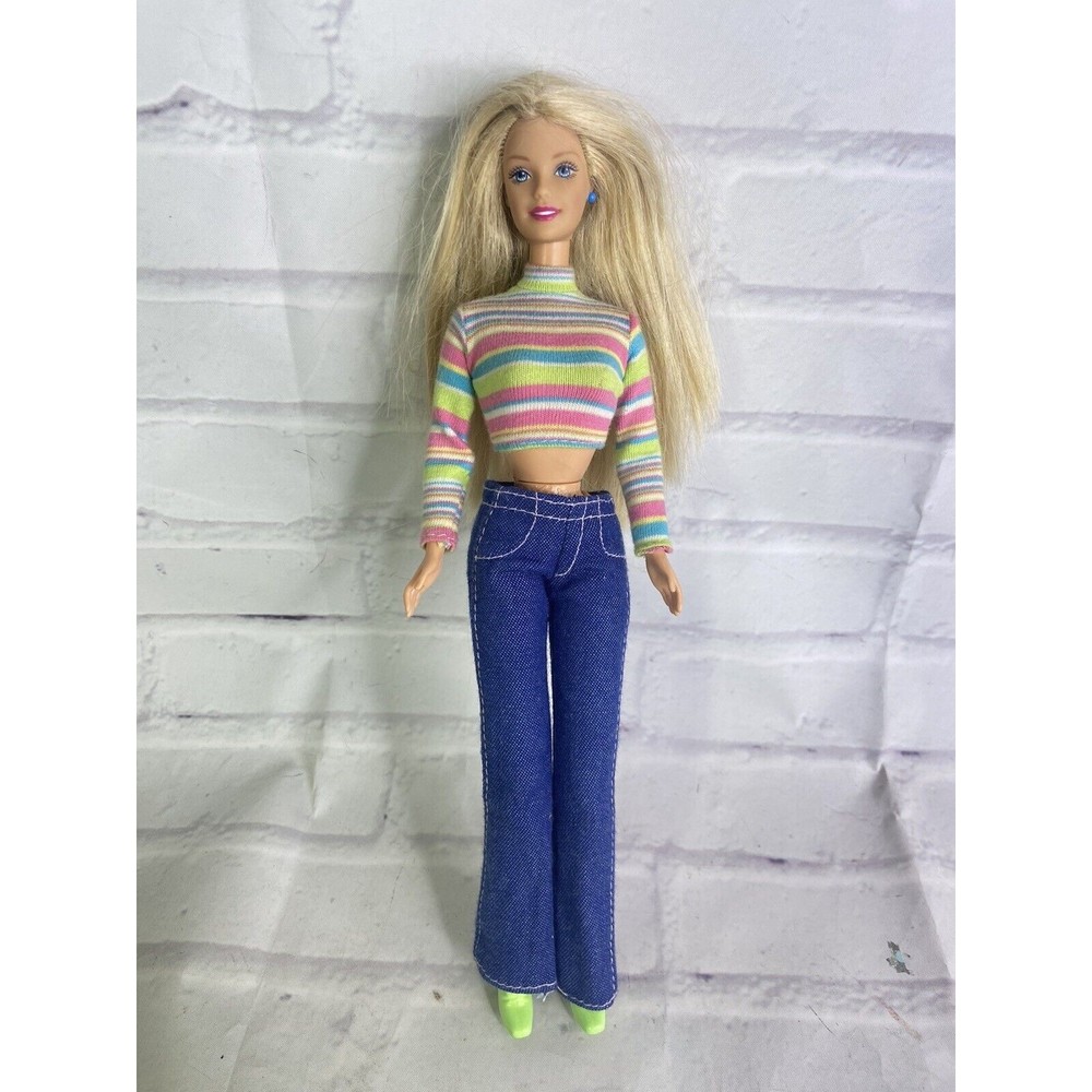 Vintage Mattel Barbie Doll Blonde Hair Blue Eyes Twist Turn Doll With Outfit